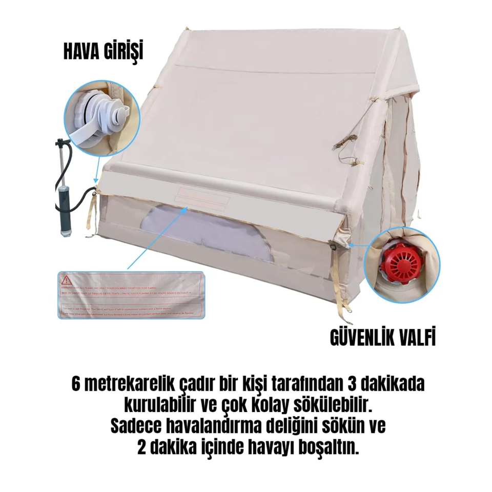 6 Kişilik  4 Mevsim Şişme Kamp Çadırı
